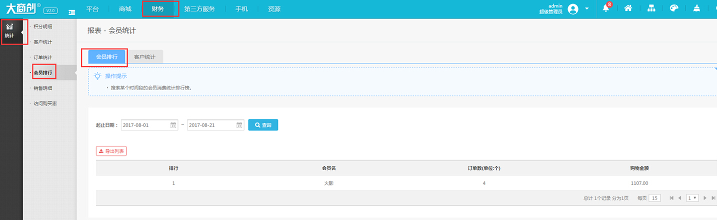 【大商創(chuàng)使用說(shuō)明】會(huì)員統(tǒng)計(jì)功能說(shuō)明