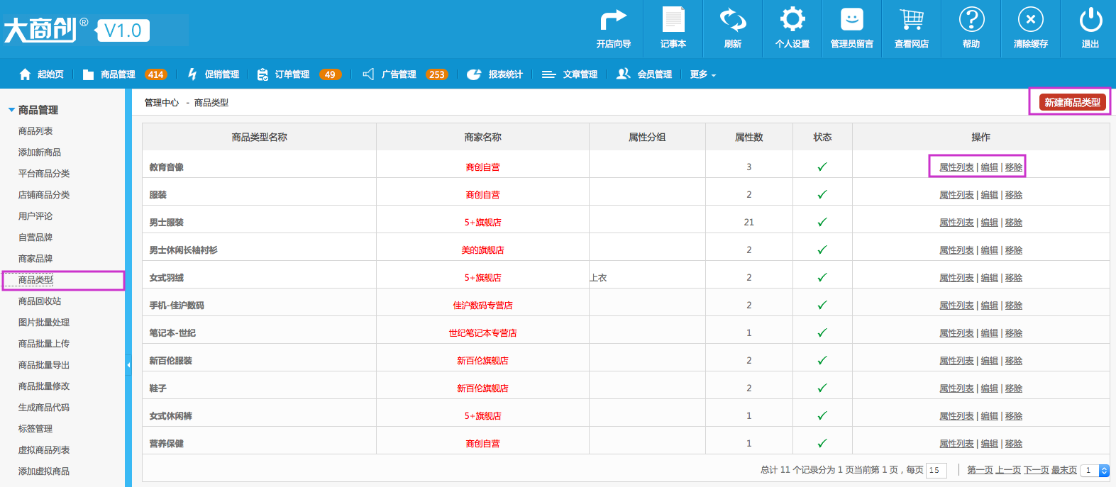 商品管理 1.8商品類型