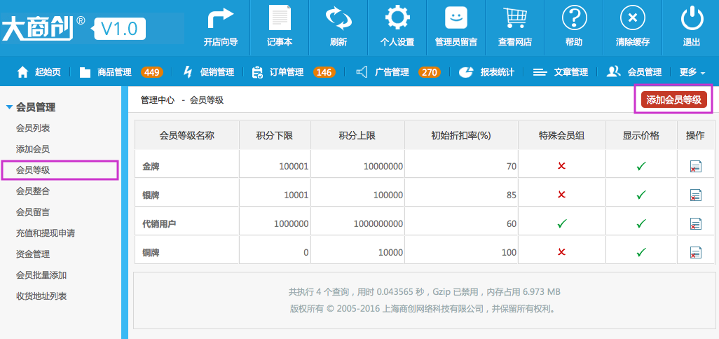 會(huì)員管理 7.3會(huì)員等級(jí)